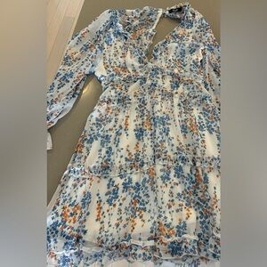 Open Back Floral V-neck Boho Dress